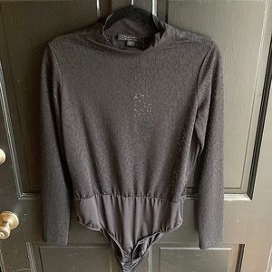 All Saints Bela Leopard body suit in black uk12/us8